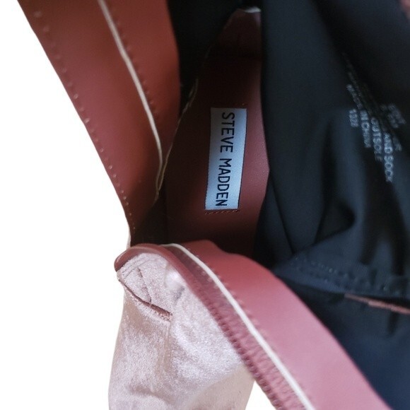 Steve Madden Velour Boots Womens 8.5M Mid-calf Block Heel Blush Pink Coquette - Picture 4 of 6